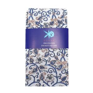 Egara Pre-Folded Cotton Pocket Square - Blue Floral - NWT